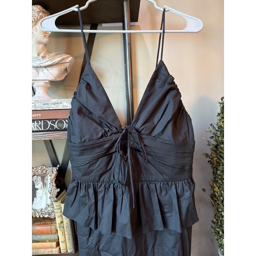 Adriana Degreas Peplum Midi Dress Black Womens Size Small - Picture 3 of 6
